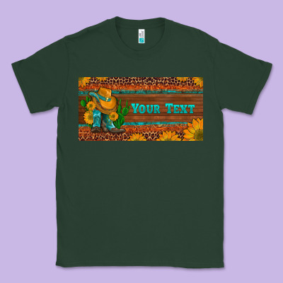(preview)custom Cowboy Boots Sunflowers And Cactus License Plate Classic Tee Designed By Artiststas