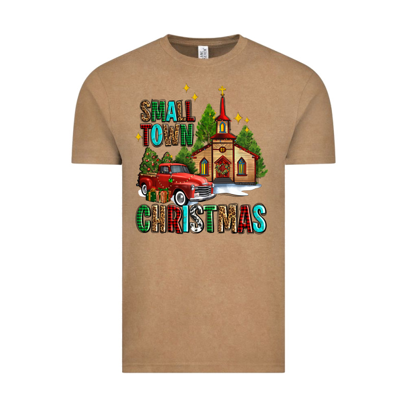 Small Town Christmas Church Western Truck Vintage Tee by AdoDesignShop | Teevron