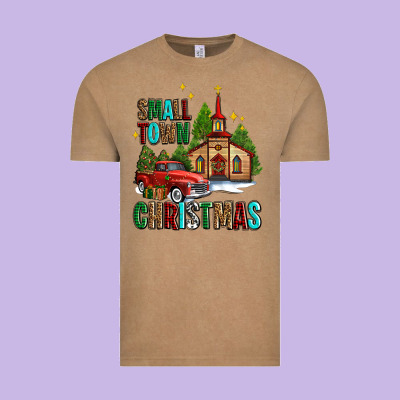 Small Town Christmas Church Western Truck Vintage Tee Designed By Adodesignshop