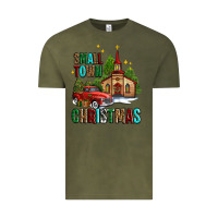 Vintage Olive small town christmas church western truck Vintage Tee - AdoDesignShop
