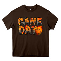 Chocolate Brown game day basketball leopard Heavy Core Tee - Zillion Design Studio