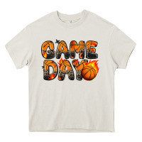 Cream game day basketball leopard Heavy Core Tee - Zillion Design Studio