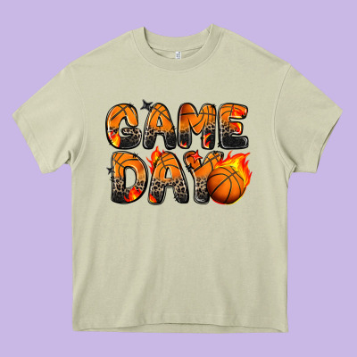 Game Day Basketball Leopard Heavy Core Tee Designed By Zillion Design Studio
