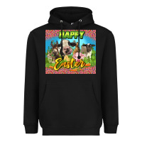 Black Happy Easter Farm Animals 20oz skinny Heavyweight Hoodie - LillyAllenDesigns