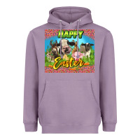 Lavender Happy Easter Farm Animals 20oz skinny Heavyweight Hoodie - LillyAllenDesigns