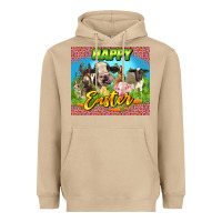 Mushroom Happy Easter Farm Animals 20oz skinny Heavyweight Hoodie - LillyAllenDesigns