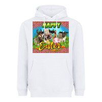 White Happy Easter Farm Animals 20oz skinny Heavyweight Hoodie - LillyAllenDesigns
