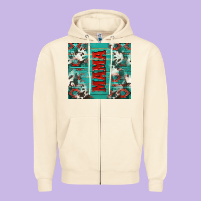 Western Mama Zipper Hoodie Designed By Nancycooperartshop