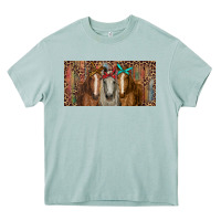 Arona Horses with serape and leopard Heavy Core Tee - RanaPortraitStore