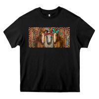 Black Horses with serape and leopard Heavy Core Tee - RanaPortraitStore