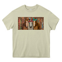 Mossy Horses with serape and leopard Heavy Core Tee - RanaPortraitStore