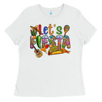 White Let's fiesta Ladies Tee - RanaPortraitStore