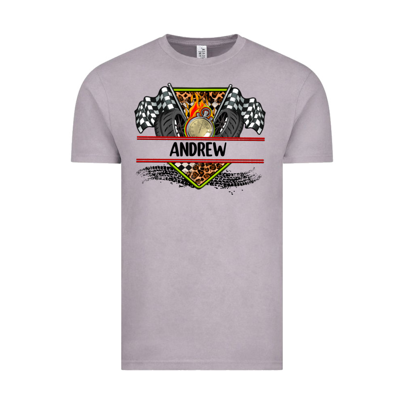 Custom Name Race Flag And Race Equipment Vintage Tee by AdoDesignShop | Teevron
