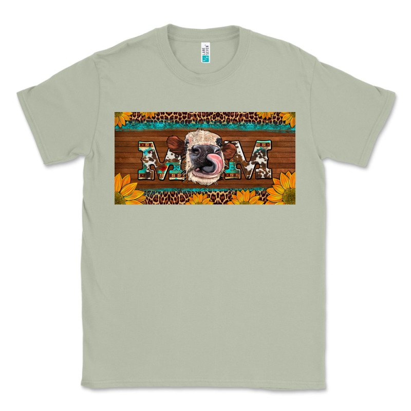 Western Heifer Mom With Sunflowers And Turquoise License Plate Classic Tee by Artiststas | Teevron