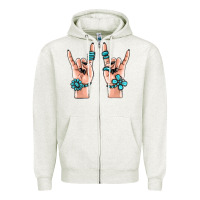 Oatmeal Heather gemstone rock hand Zipper Hoodie - MaliasSmallBusiness