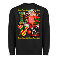 Black love with coffee cup and christmas lights Heavyweight Sweatshirt - AdoDesignShop