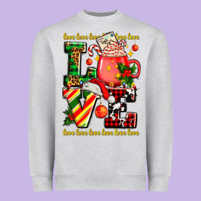 Love With Coffee Cup And Christmas Lights Heavyweight Sweatshirt Designed By Adodesignshop