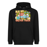 Black Happy Easter truck Heavyweight Hoodie - LillyAllenDesigns