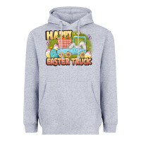 Heather Grey Happy Easter truck Heavyweight Hoodie - LillyAllenDesigns