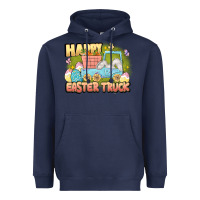 Navy Happy Easter truck Heavyweight Hoodie - LillyAllenDesigns