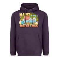 Plum Happy Easter truck Heavyweight Hoodie - LillyAllenDesigns