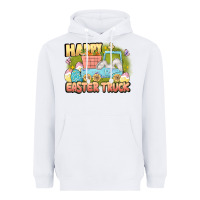 White Happy Easter truck Heavyweight Hoodie - LillyAllenDesigns