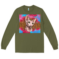 Army Green Western Sphynx Cat Long Sleeve Tee - LillyAllenDesigns