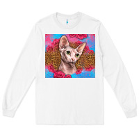 White Western Sphynx Cat Long Sleeve Tee - LillyAllenDesigns