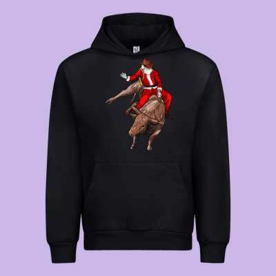 Santa Riding A Bull Urban Hoodie Designed By Cowgirlartshop