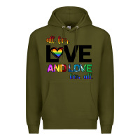Army Green All For Love And Love For All Premium Hoodie - Bettercallsaul