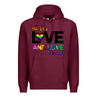 Burgundy All For Love And Love For All Premium Hoodie - Bettercallsaul