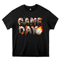 Black game day baseball leopard Heavy Core Tee - Zillion Design Studio