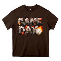 Chocolate Brown game day baseball leopard Heavy Core Tee - Zillion Design Studio