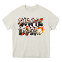 Cream game day baseball leopard Heavy Core Tee - Zillion Design Studio