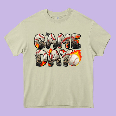 Game Day Baseball Leopard Heavy Core Tee Designed By Zillion Design Studio