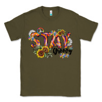 Army Green Stay Groovy Classic Tee - CowhideDigitalArt