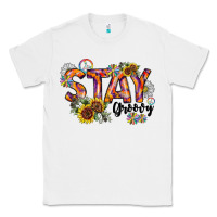 White Stay Groovy Classic Tee - CowhideDigitalArt