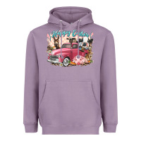 Lavender Happy Easter truck with Easter farm animals Heavyweight Hoodie - LillyAllenDesigns