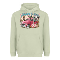 Matcha Happy Easter truck with Easter farm animals Heavyweight Hoodie - LillyAllenDesigns