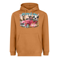 Meerkat Happy Easter truck with Easter farm animals Heavyweight Hoodie - LillyAllenDesigns