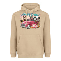 Mushroom Happy Easter truck with Easter farm animals Heavyweight Hoodie - LillyAllenDesigns
