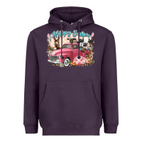 Plum Happy Easter truck with Easter farm animals Heavyweight Hoodie - LillyAllenDesigns