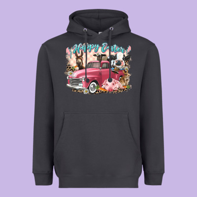 Happy Easter Truck With Easter Farm Animals Heavyweight Hoodie Designed By Lillyallendesigns