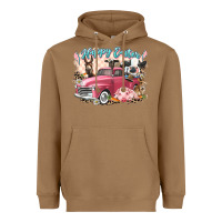 Toasted Coconut Happy Easter truck with Easter farm animals Heavyweight Hoodie - LillyAllenDesigns