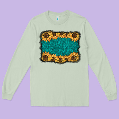 Sunflower Background Long Sleeve Tee Designed By Barkaloodesign