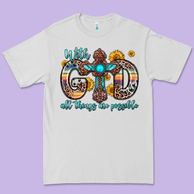 With God All Things Are Possible Cross Premium Tee Designed By Zillion Design Studio