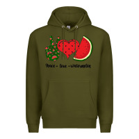 Army Green Peace Love Watermelon Premium Hoodie - Bettercallsaul