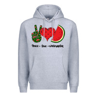 Heather Grey Peace Love Watermelon Premium Hoodie - Bettercallsaul