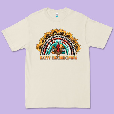 Happy Thanksgiving Rainbow Premium Tee Designed By Barkaloodesign