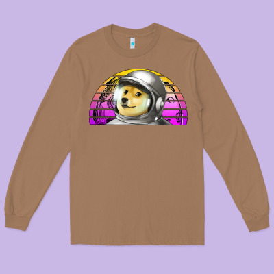 Dogecoin To The Mars Long Sleeve Tee Designed By Jasminsmagicworld